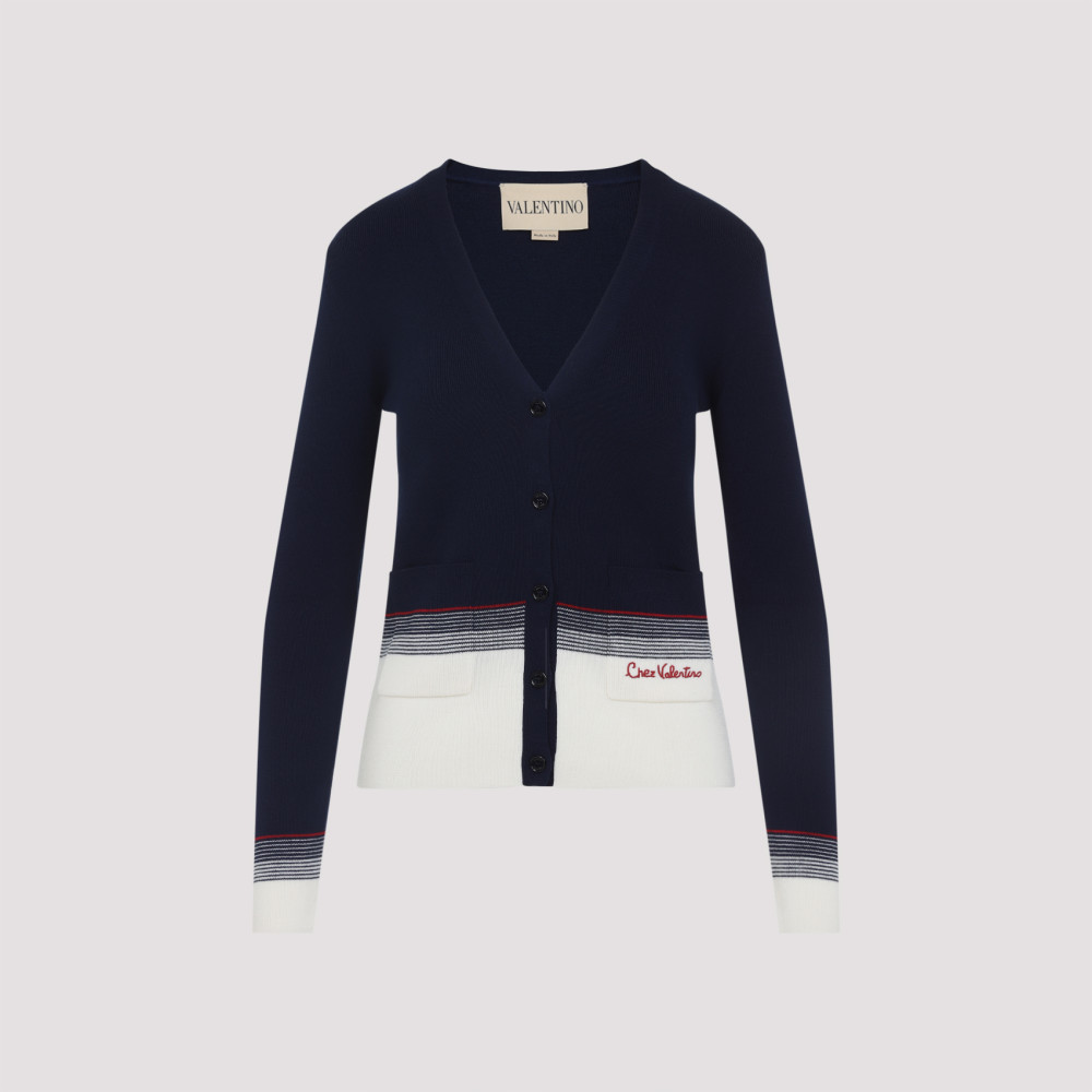 Valentino House V-neck Cardigan With Patch Pockets