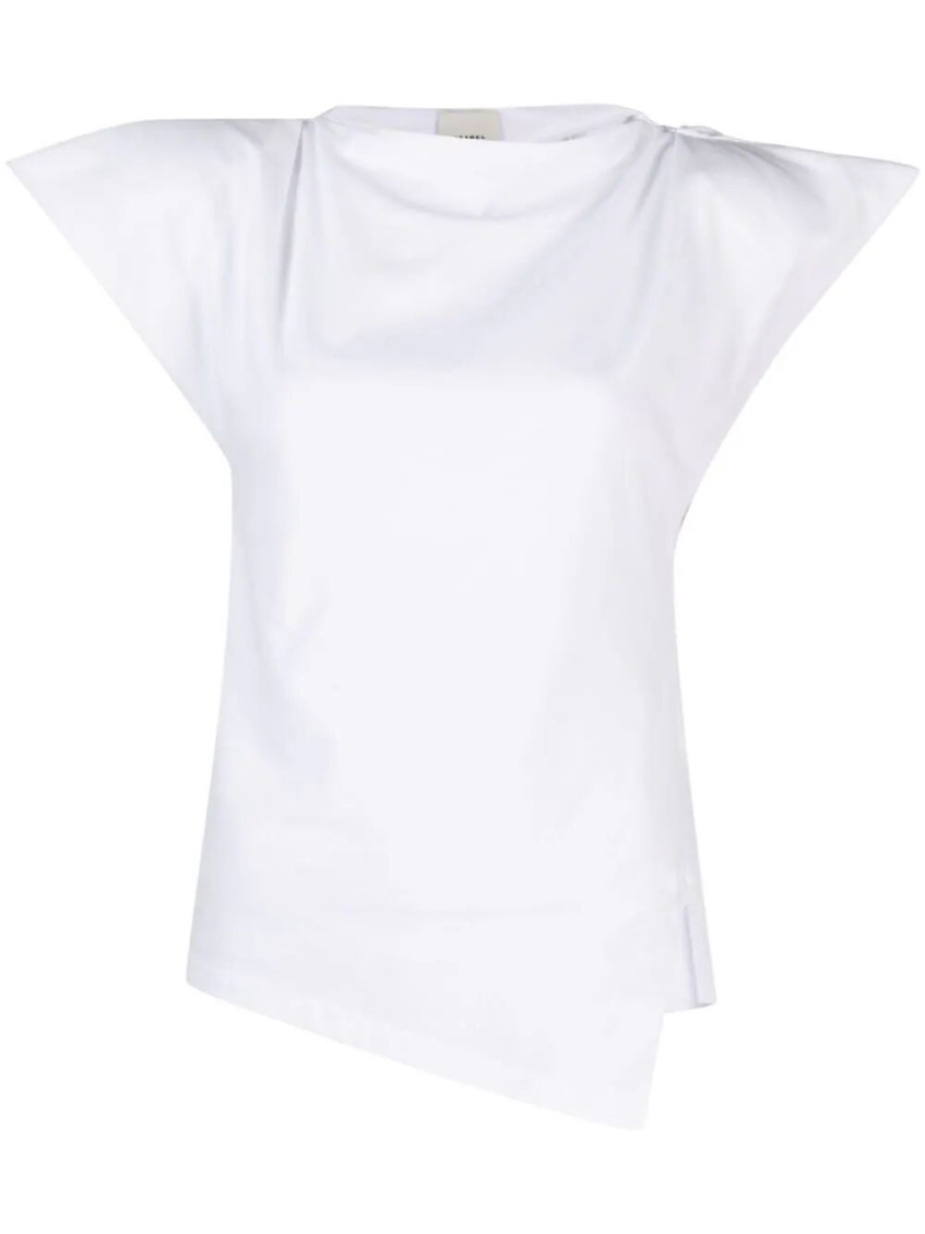 Isabel Marant Padded Boat Neck T-shirt With Asymmetric Hem In White