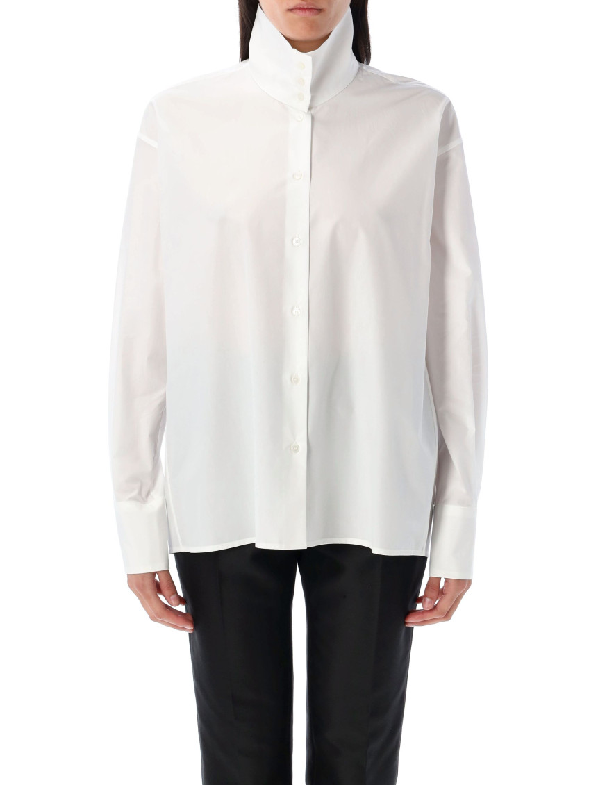 Fabiana Filippi Structured High Neck Shirt With Buttoned Cuffs In Multi
