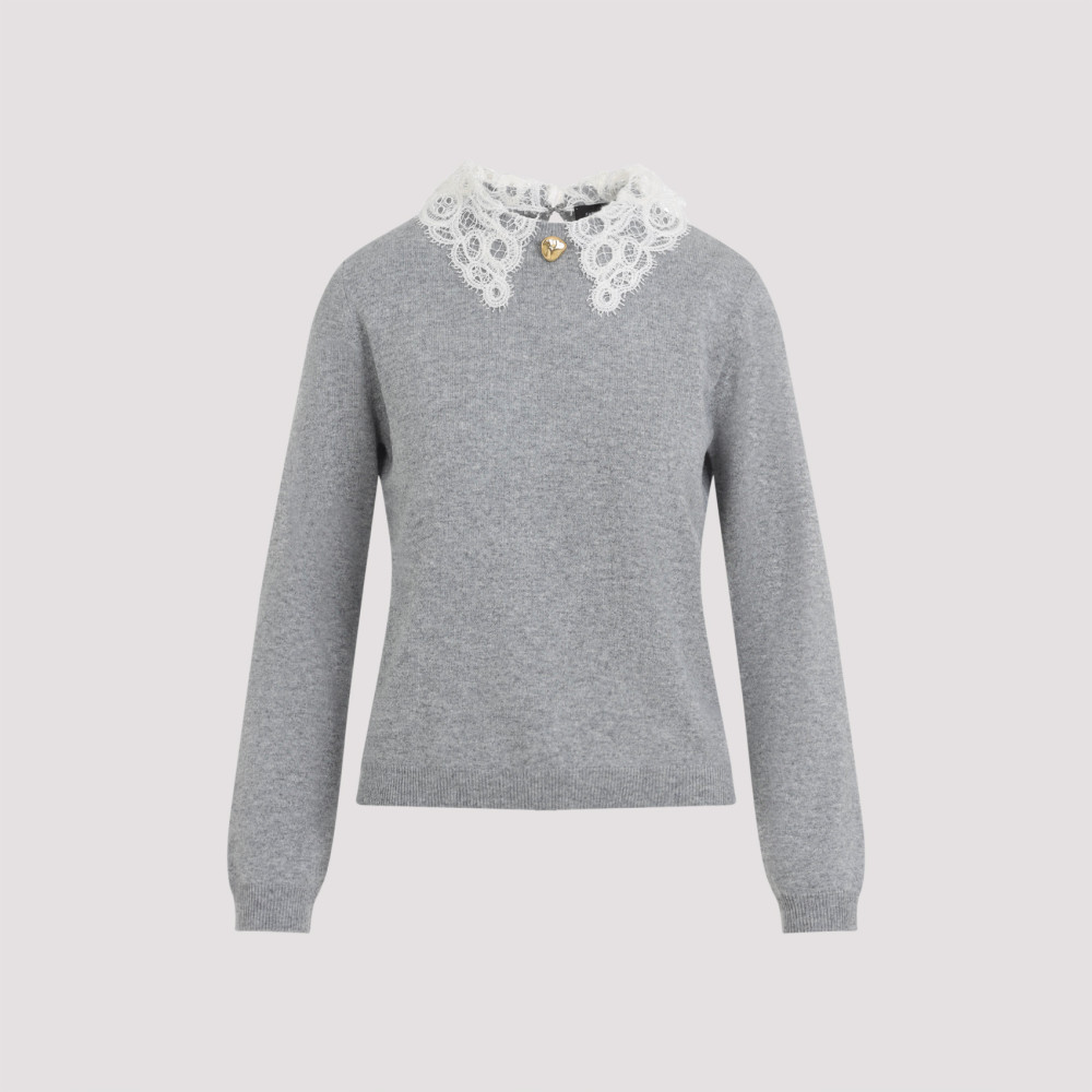 Fabiana Filippi Grey Crewneck Wool Sweater