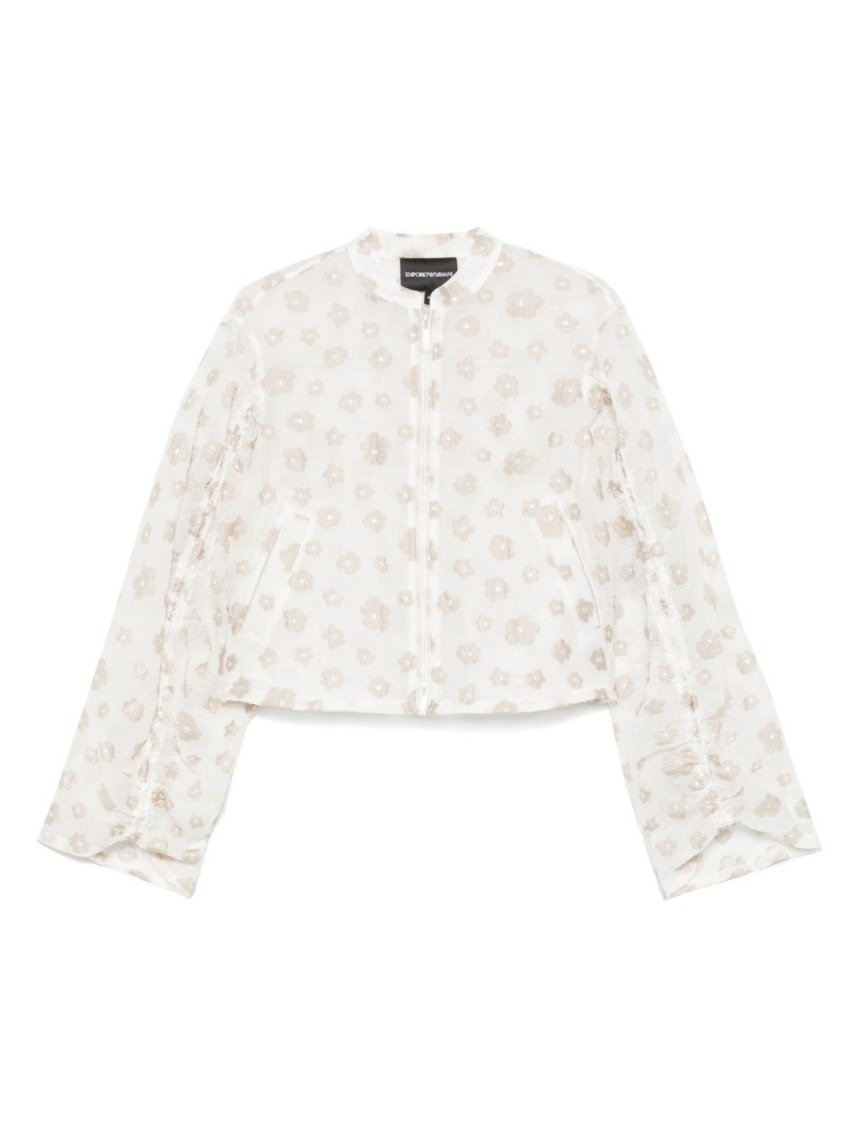 Emporio Armani Florwer Embroidered Blouse In White