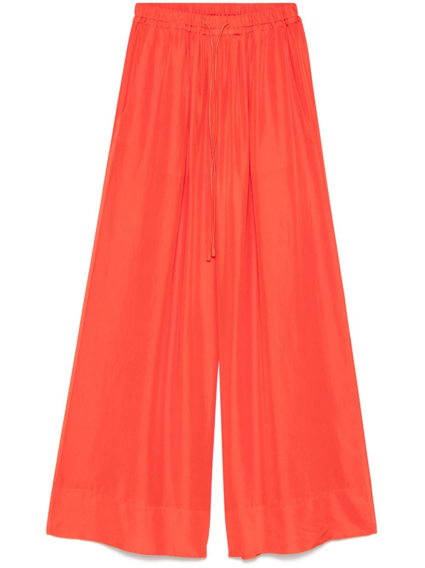 Forte Forte Red Silk Wide-leg Trousers