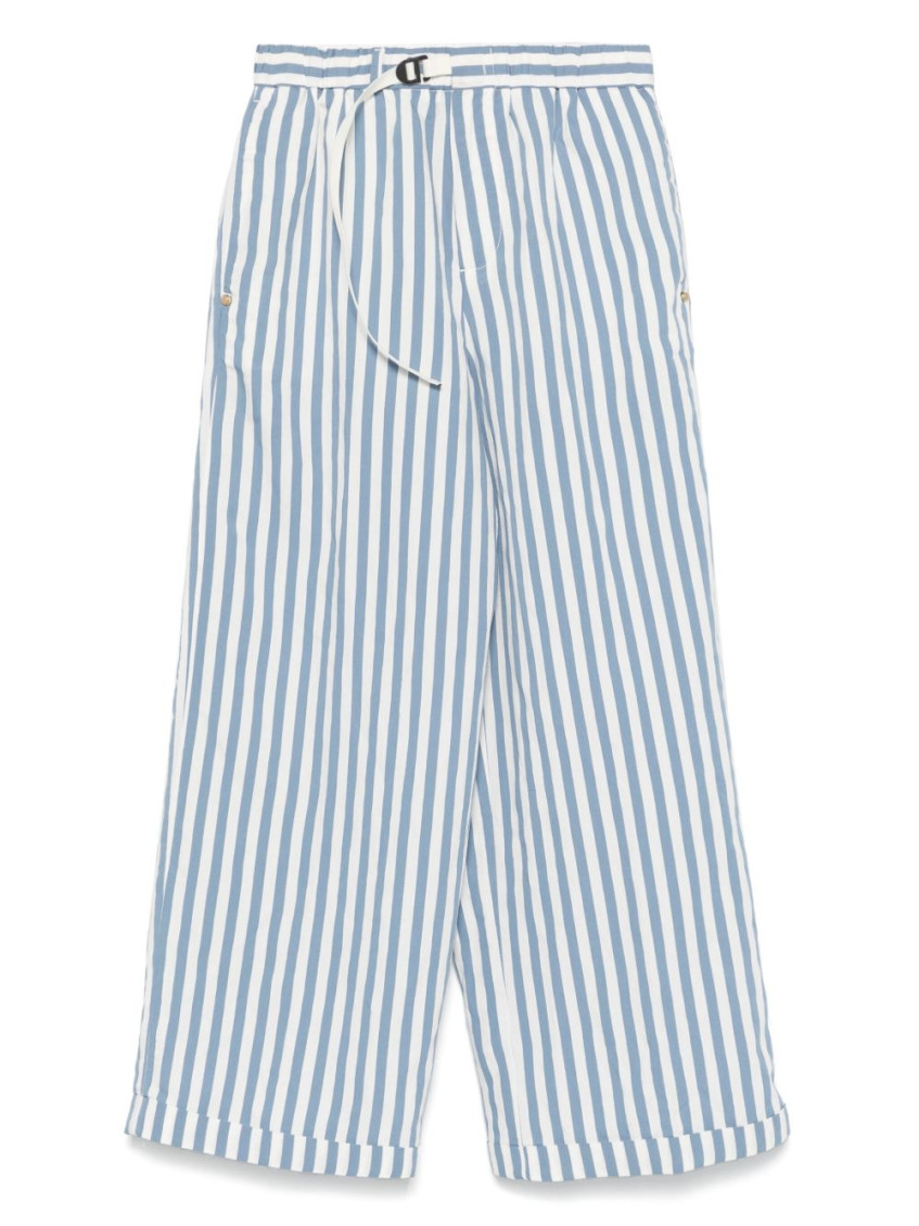 White Sand Striped Wide-leg Trousers