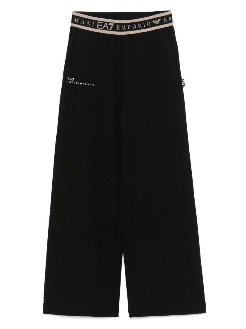 Shop Ea7 Black Wide-leg Trousers