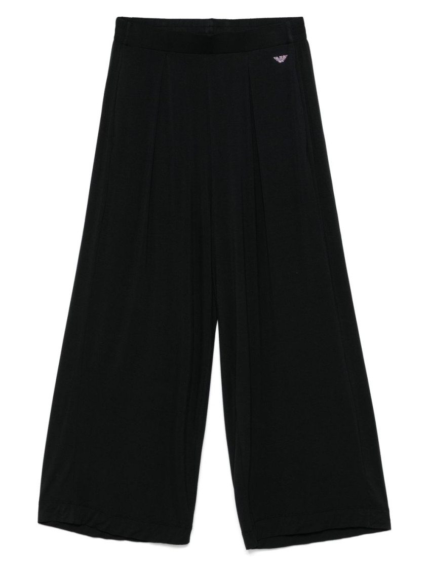 Emporio Armani Pleat Detailing Wide Leg Pajamas With Pockets In Black