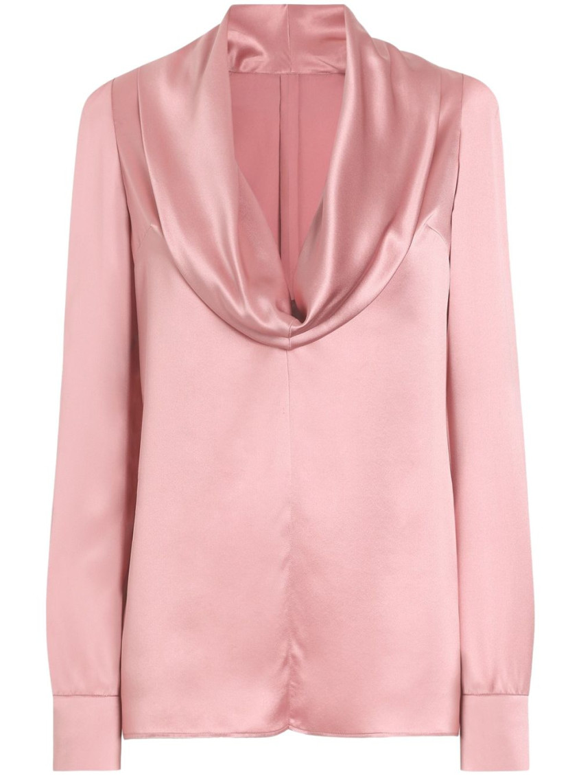Dolce & Gabbana Blush Pink Silk Blouse With A Soft Neckline In Pink