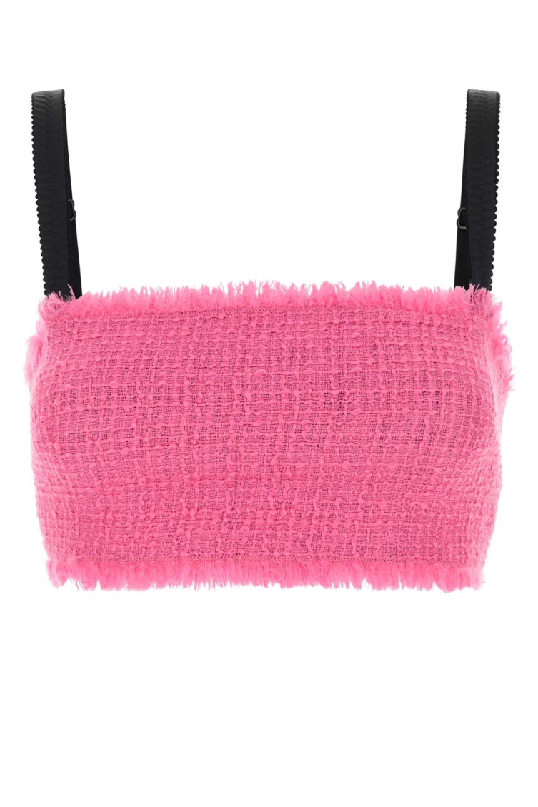 Dolce & Gabbana Crop-top In Tweed Fucsia Donna In Pink