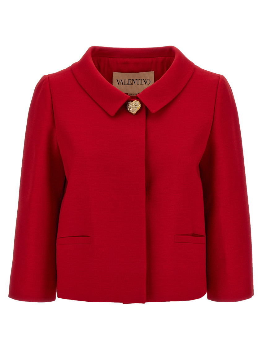 Valentino Womens Paris Heart-button Relaxed-fit Wool And Silk Jacket