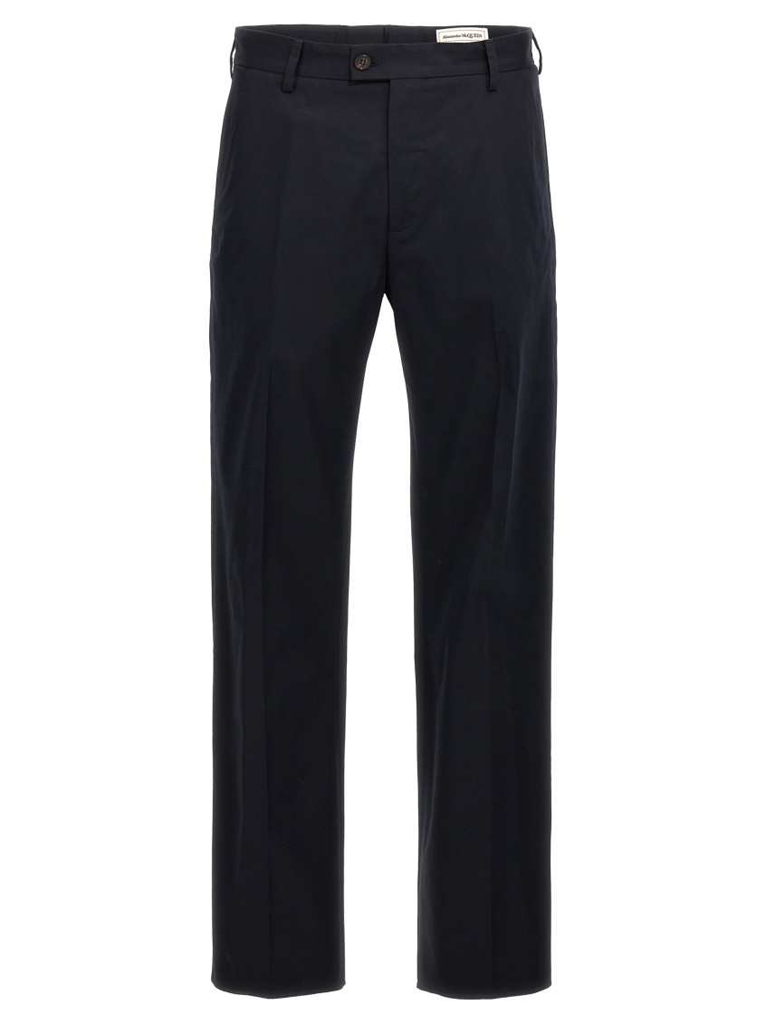 Alexander Mcqueen Cotton Chino Trousers In Blue