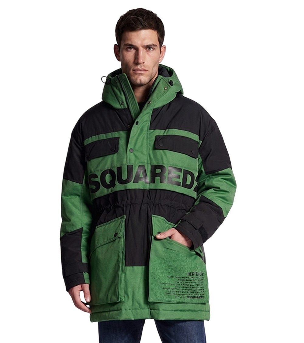Dsquared2 Logo-print Detail Coat In Amazon Green