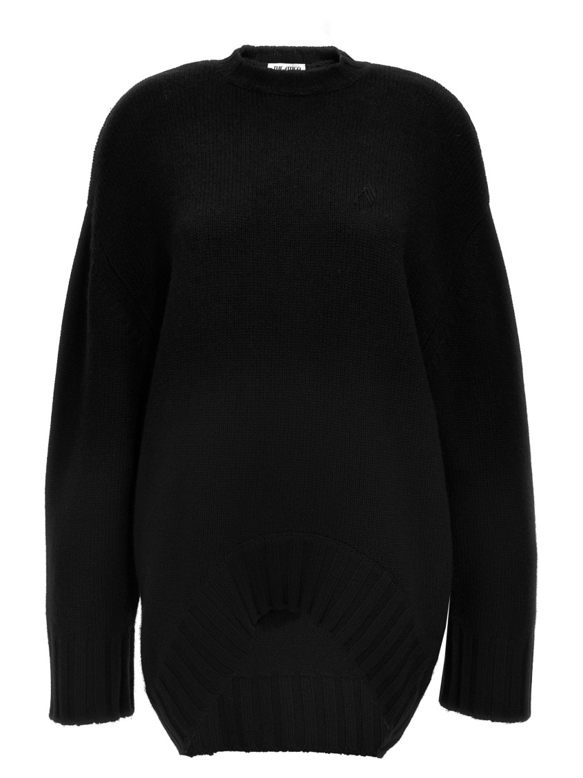 Attico Round-neck And Long-sleeved Sweater In Black