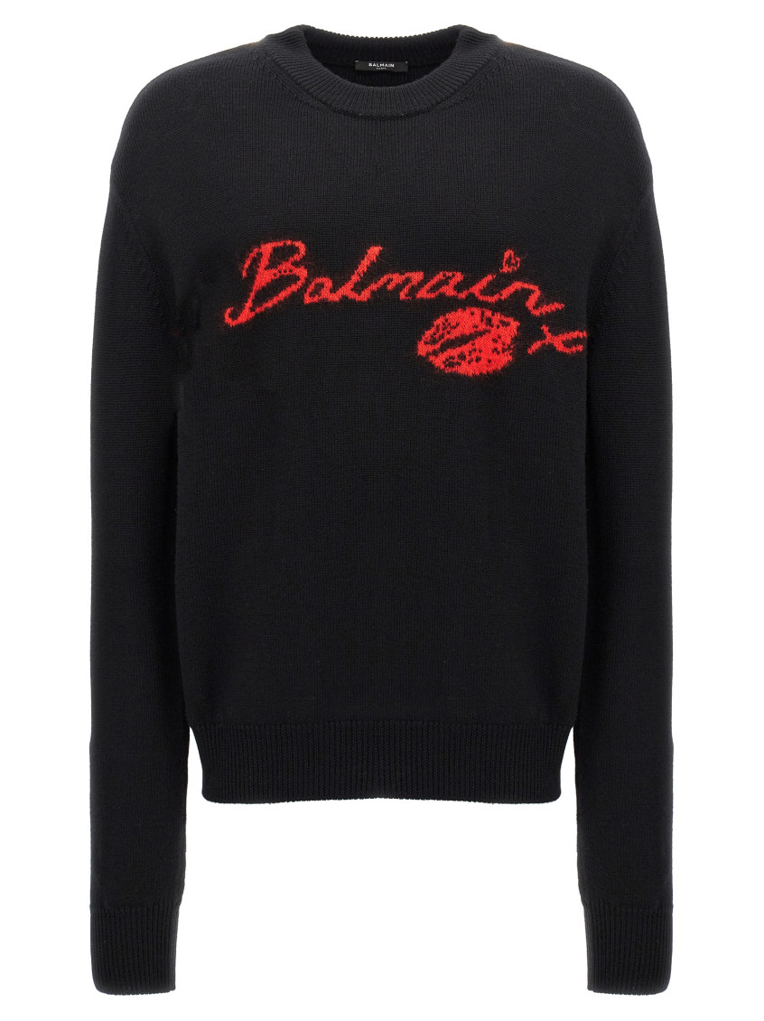 Shop Balmain Black Kiss Sweater