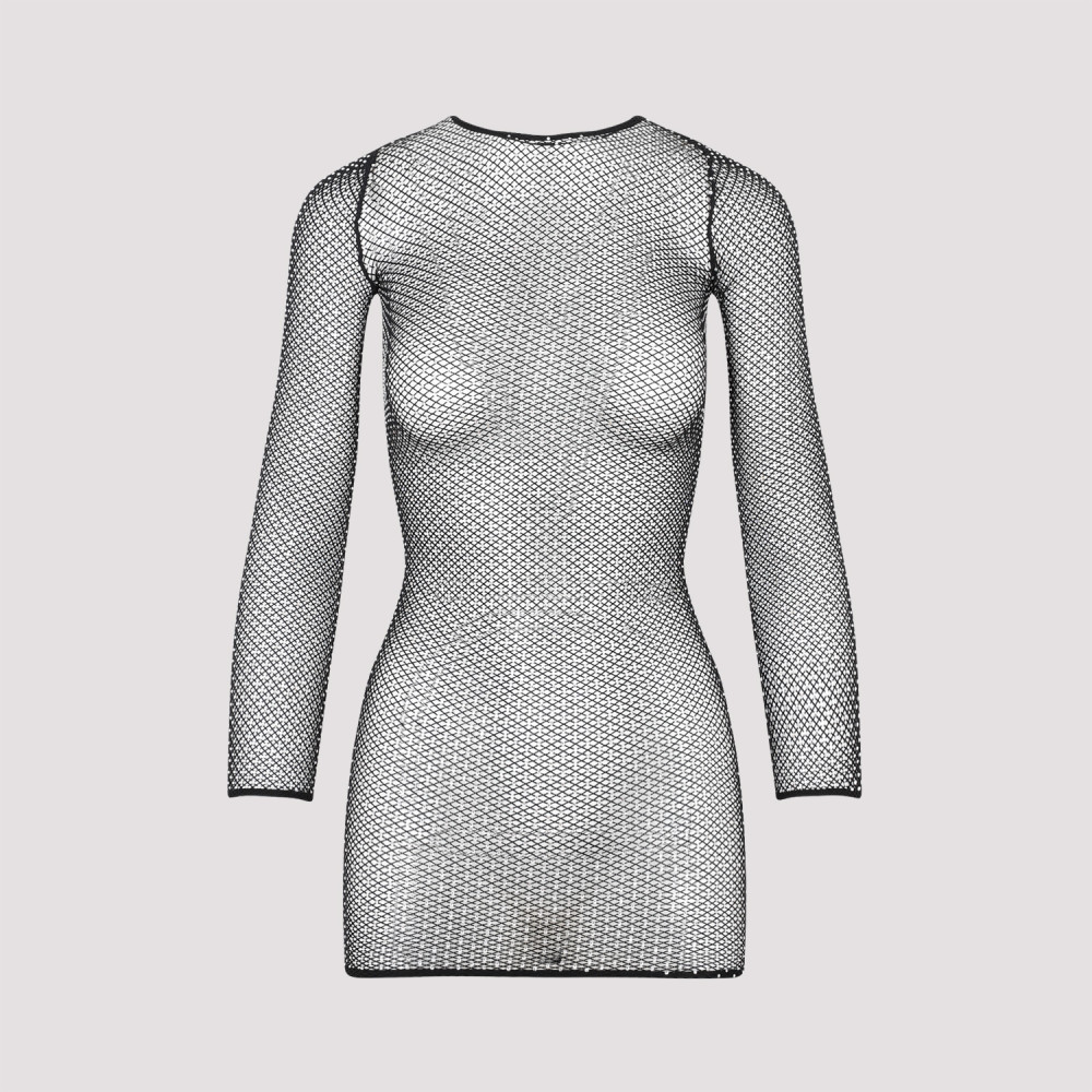Balenciaga Black Crystal Mesh Mini Top In Black