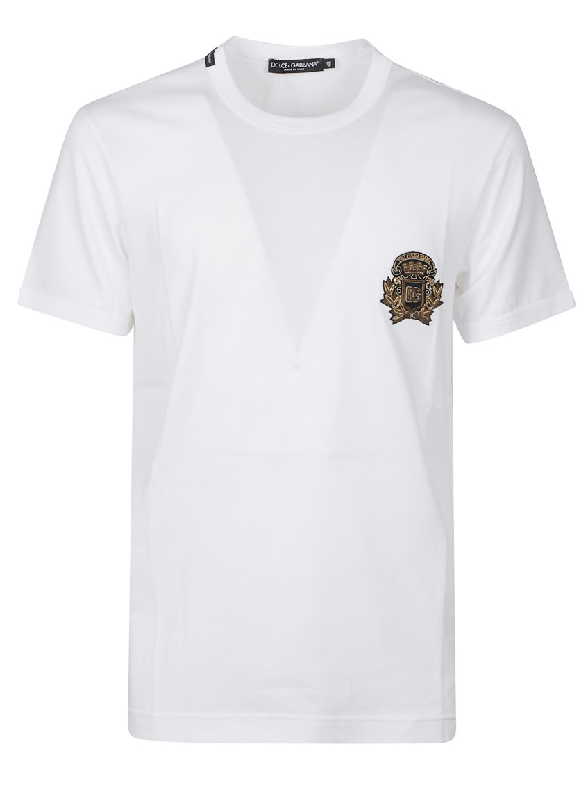 Dolce & Gabbana Cotton T-shirt With Crest Embellishment In White