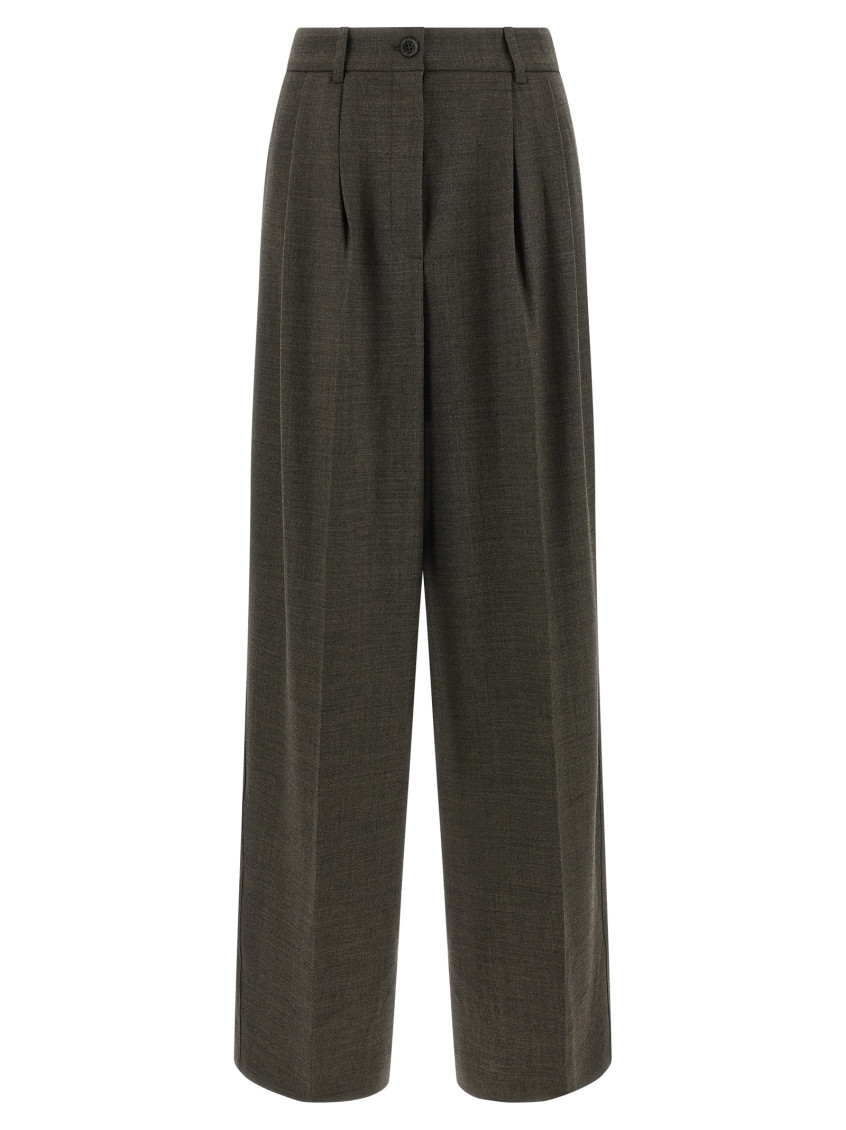 P.a.r.o.s.h Powo Pleat-detail Trousers In Brown