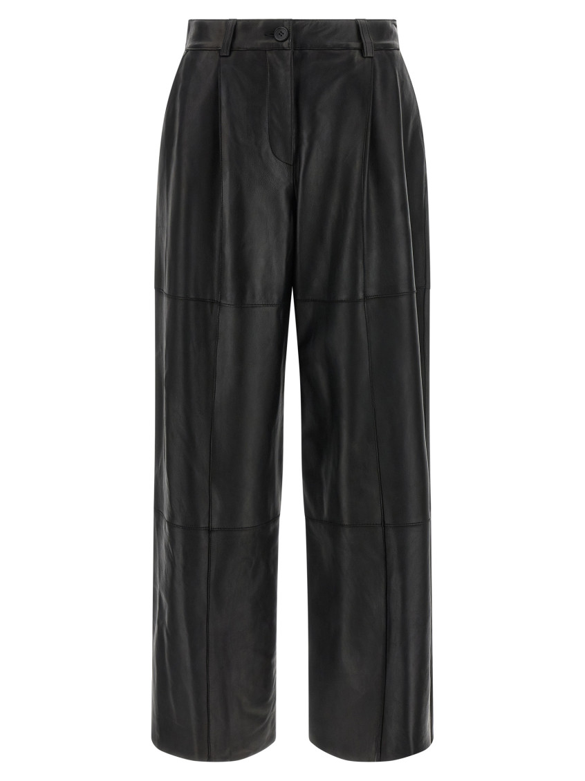 P.a.r.o.s.h Maciock25w Panelled Leather Trousers In Black