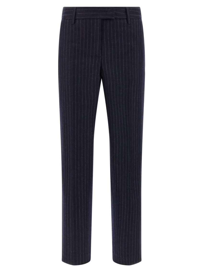 Alberto Biani Franca Pinstripe Wool Trousers In Blue