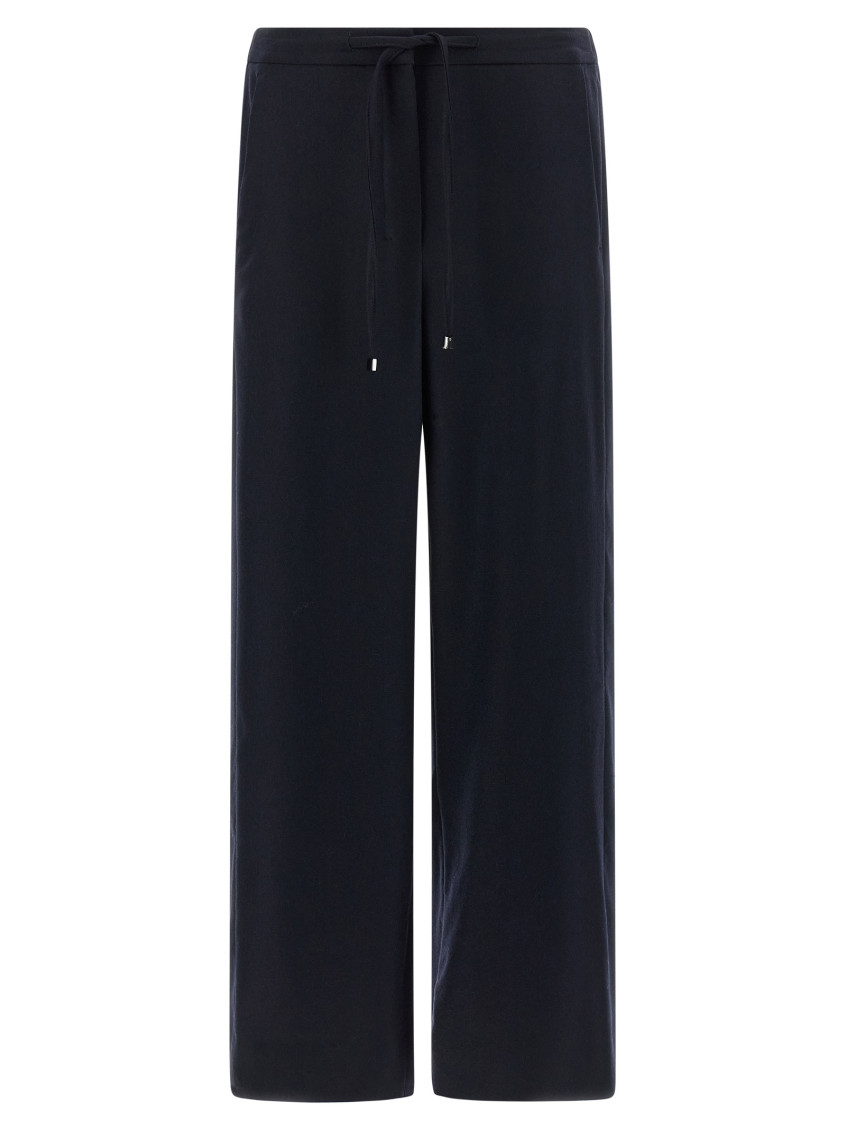 Max Mara Wool Drawstring Trousers In Blue