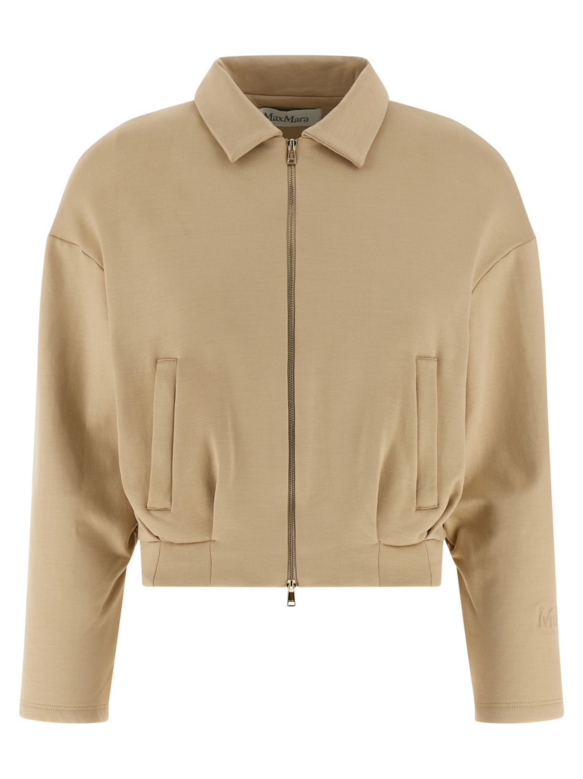 Max Mara Collared Sweatshirt With Front Pockets And Long Sleeves In Brown