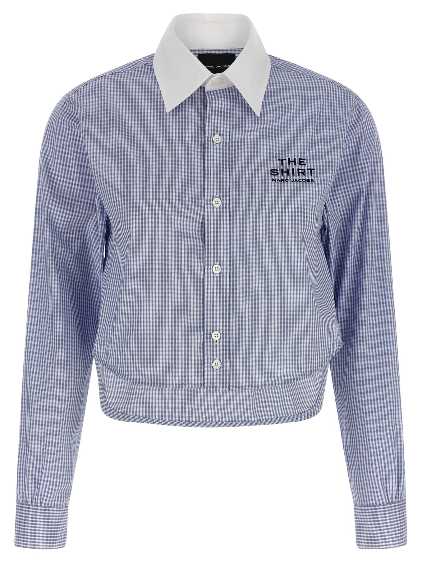 Marc Jacobs Cropped Shirt With Contrast Collar And Cuffs In Blue