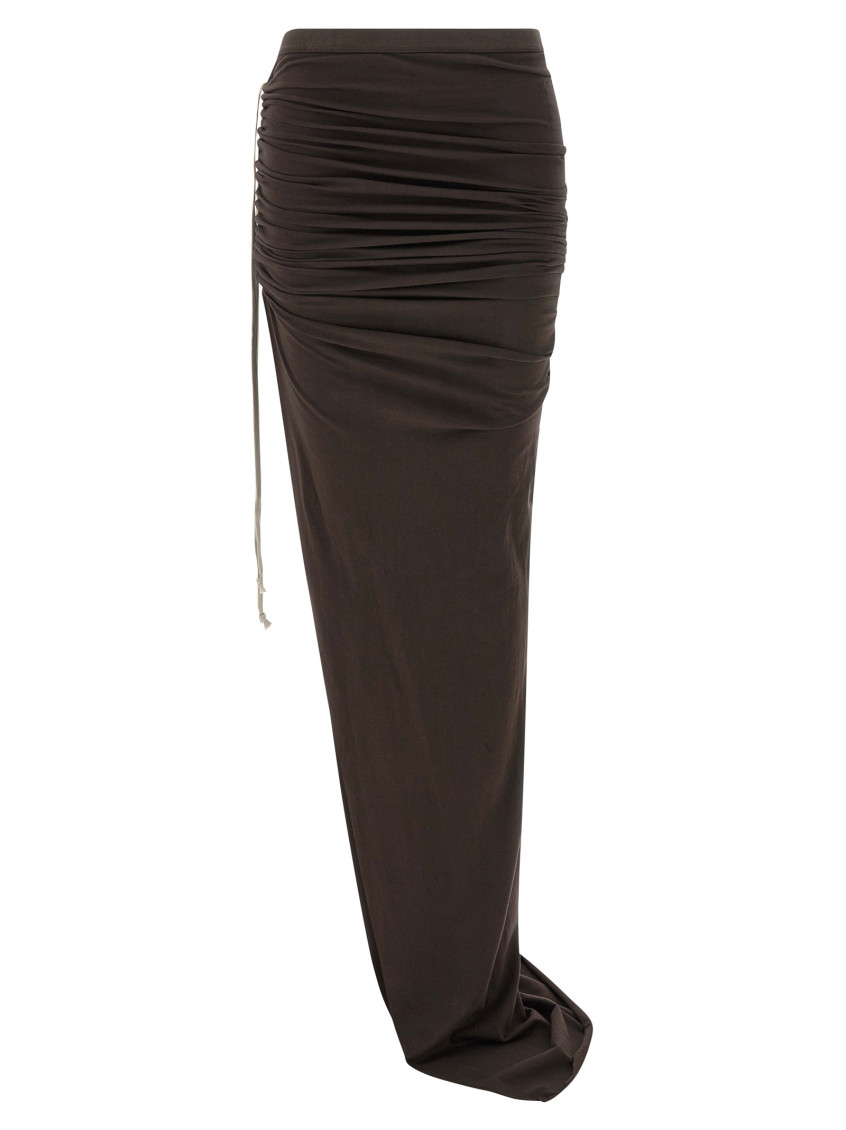Rick Owens Brown Soft Edfu Skirt In Brown