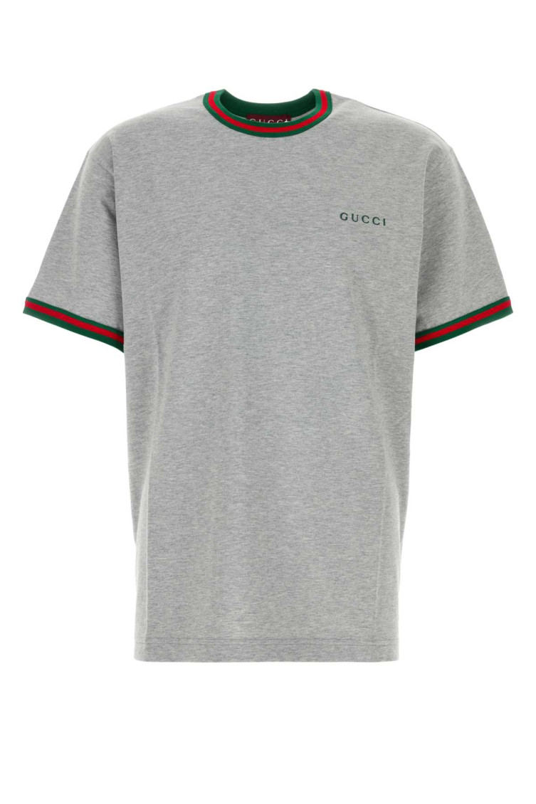 Gucci Cotton Jersey T-shirt With Embroidery In Gray