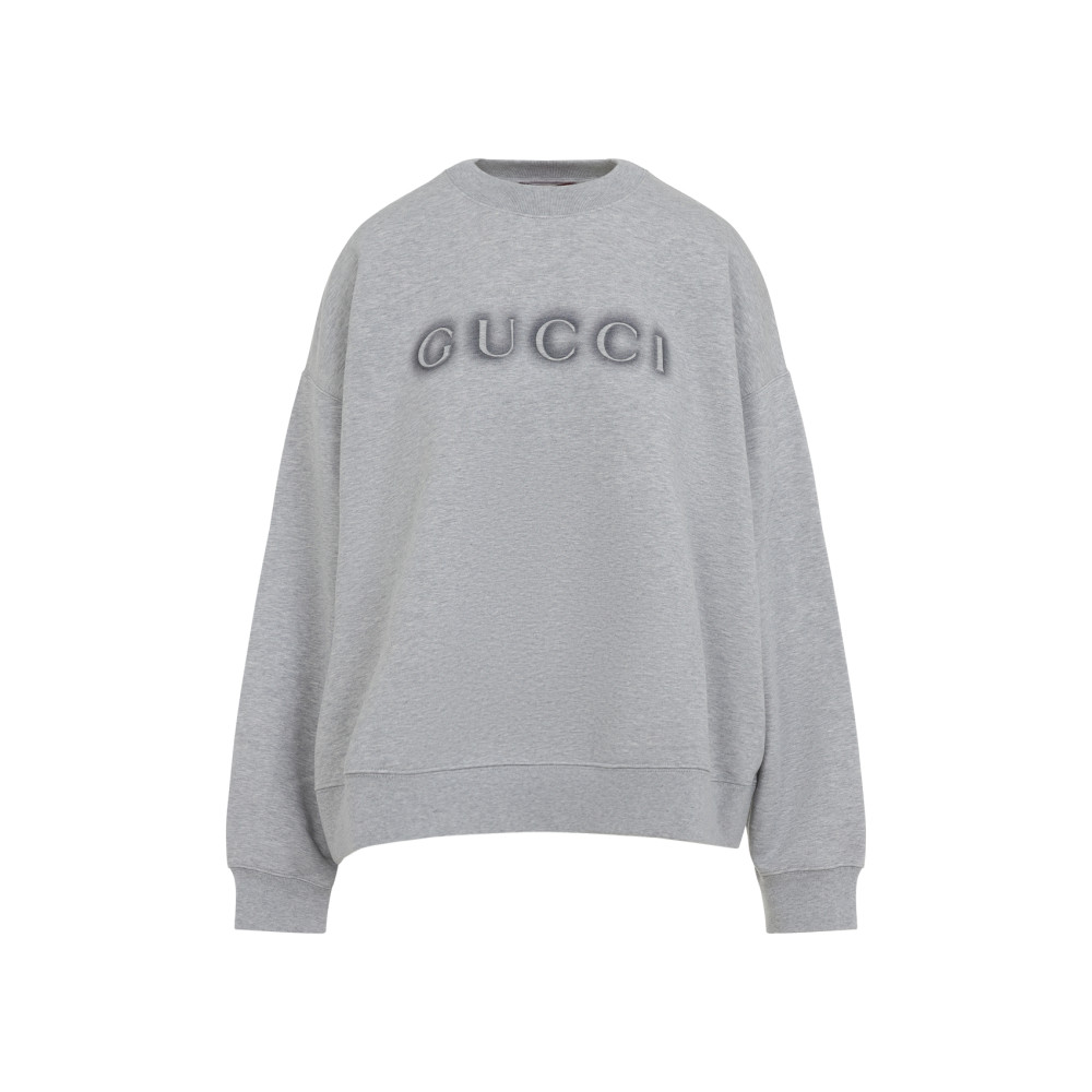 Gucci Sweatshirt Grey Cotton Dropped Shoulders In Gray