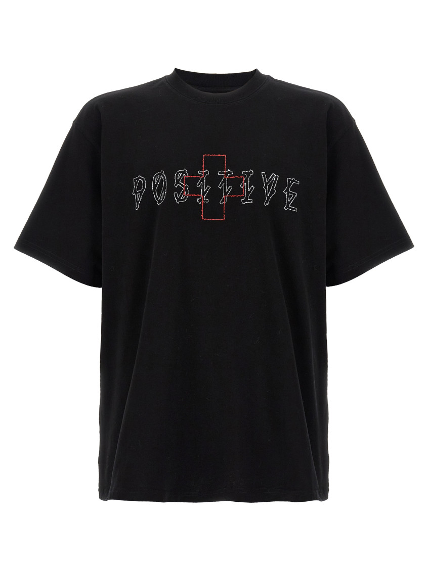 44 Label Black Crewneck Logo T-shirt In Black