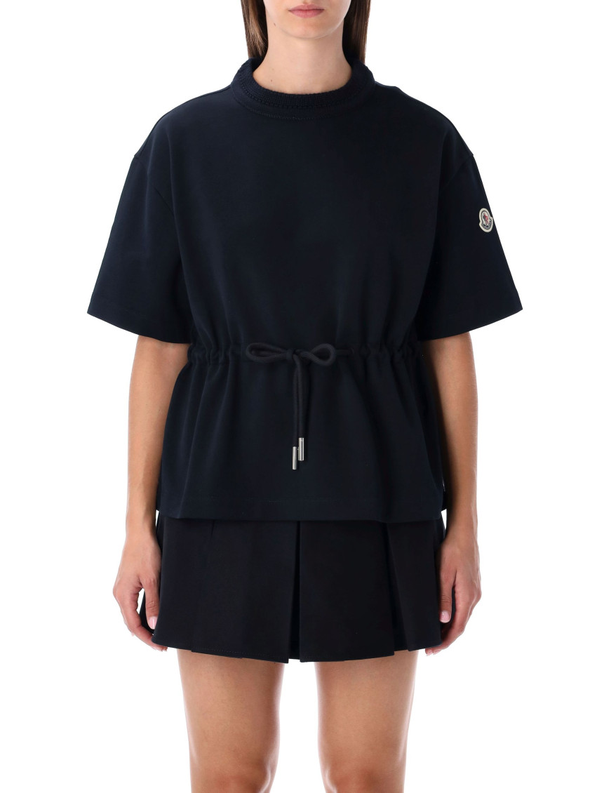 Moncler Casual T-shirt Drawstring Waist In Blue