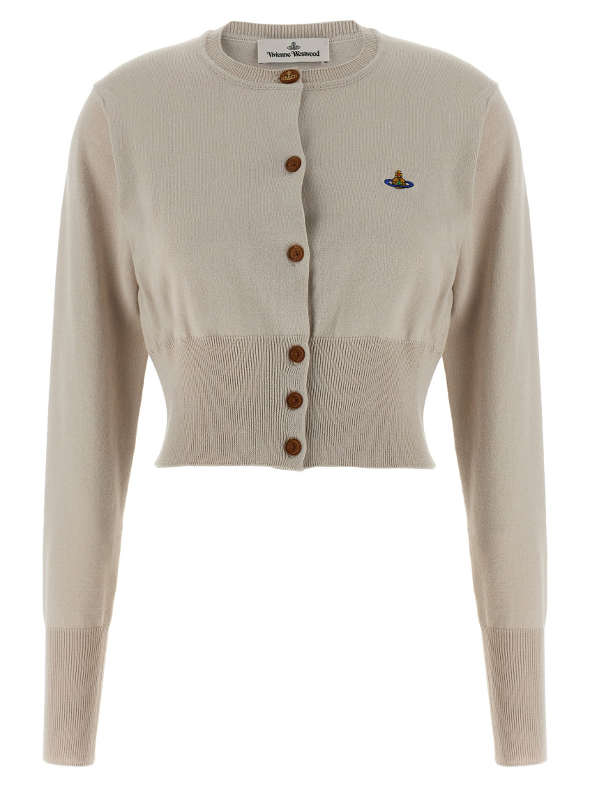 Vivienne Westwood Embroidered-logo Crop-length Cardigan In Neutral