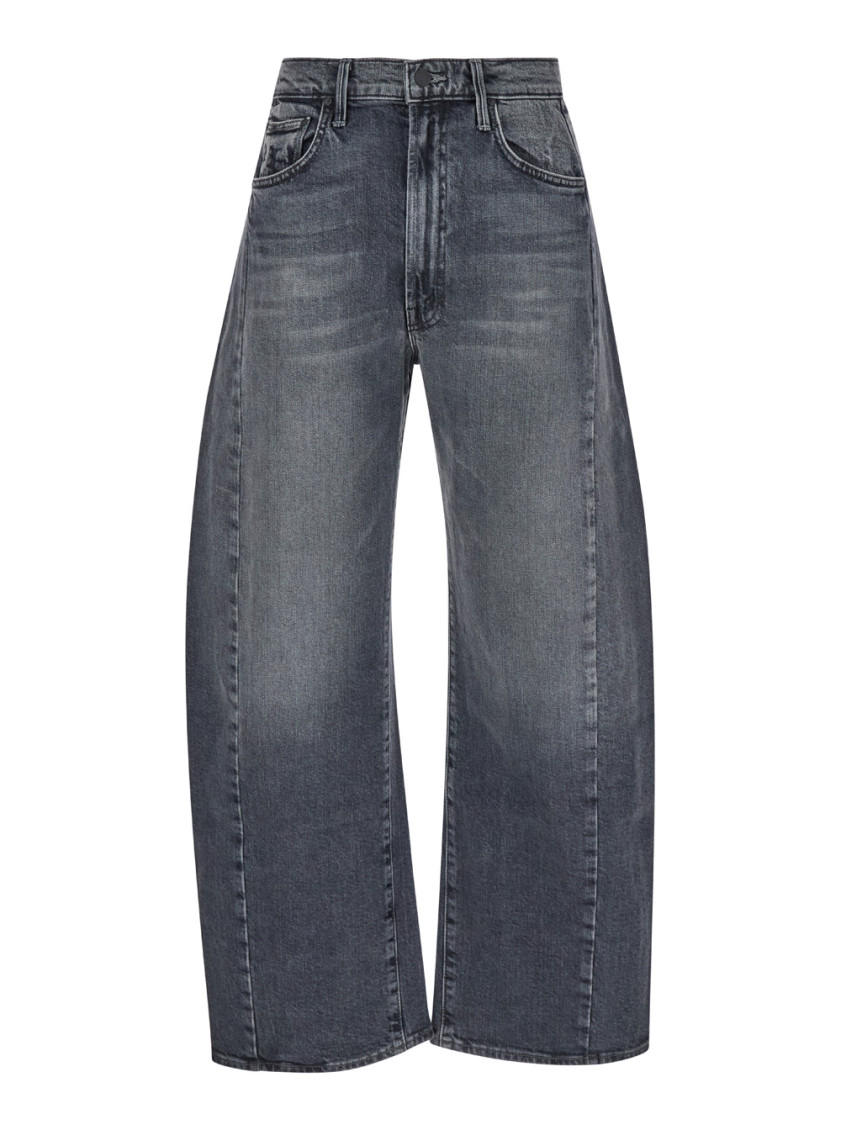 Mother The Dagger Flood High-waist Denim Jeans In Gray