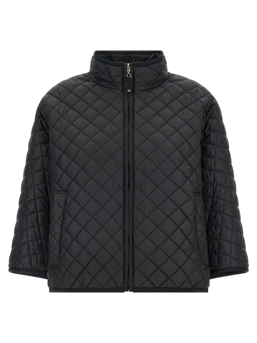 Max Mara Diamond-patterned Quilted Jacket With High Collar In Black