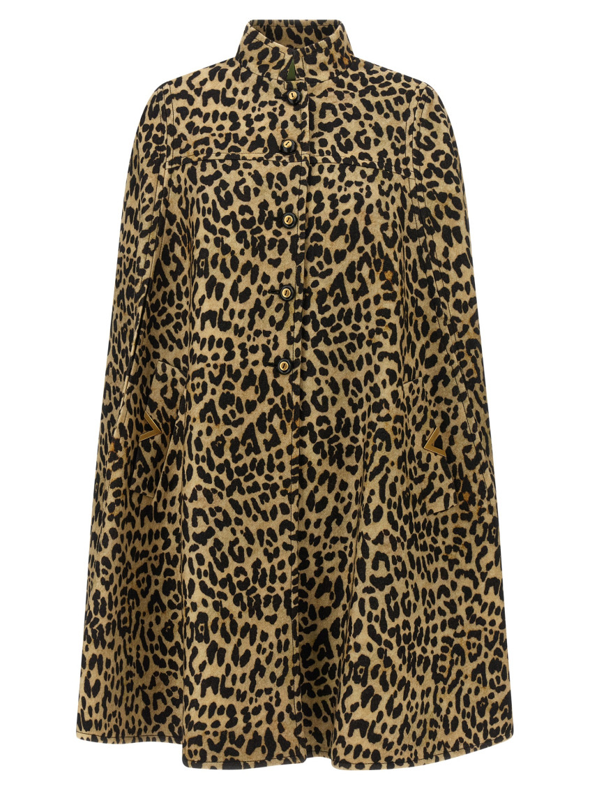 Valentino Garavani Cape In Animalier Cloth In Animal Print