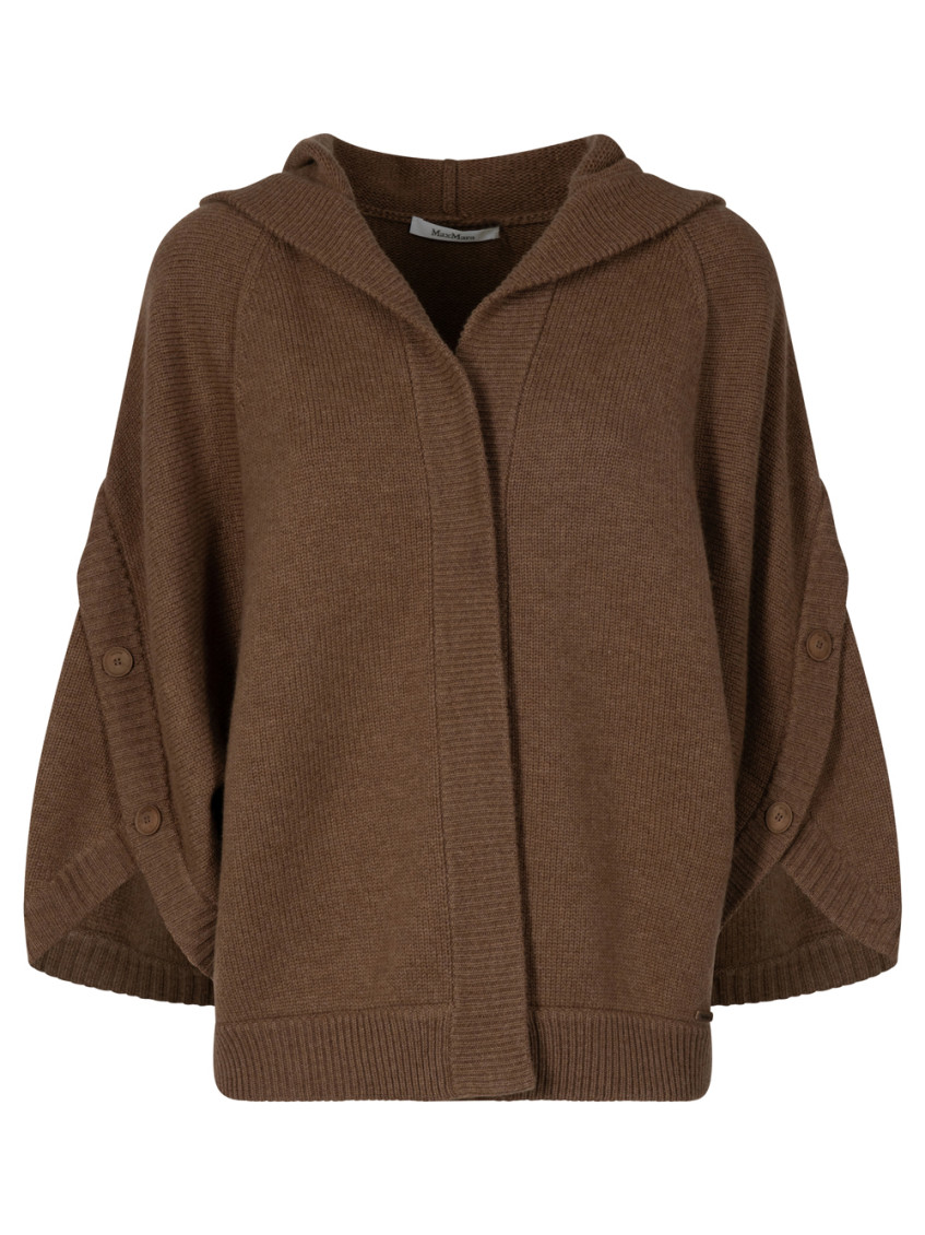 Max Mara Wool And Cashmere Hooded Cardigan Clothing In Brown