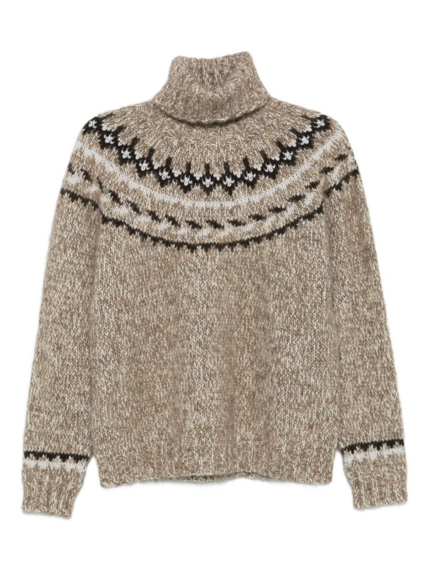 P.a.r.o.s.h High Neck Knitwear With Fair Isle Design In Neutral