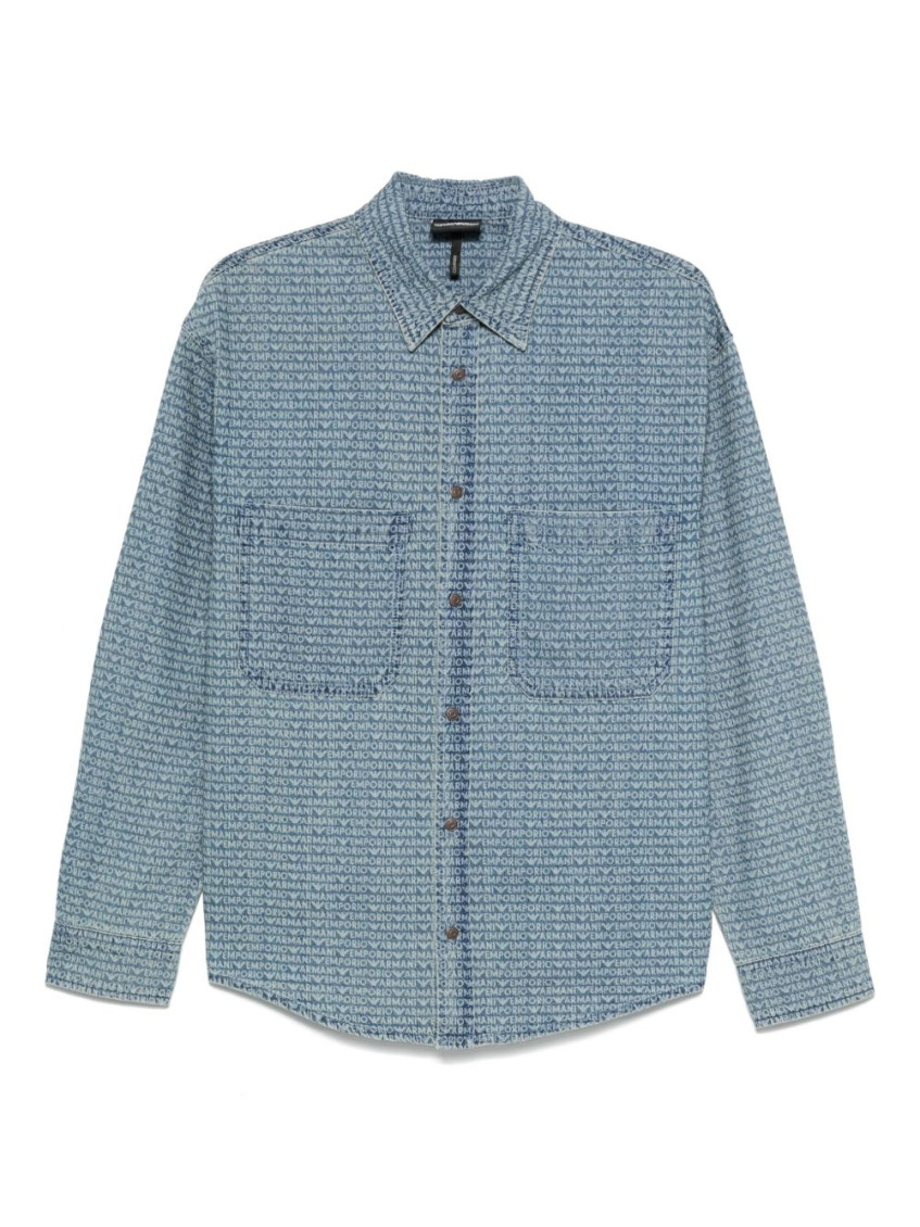 Emporio Armani Denim Cotton Shirt In Blue