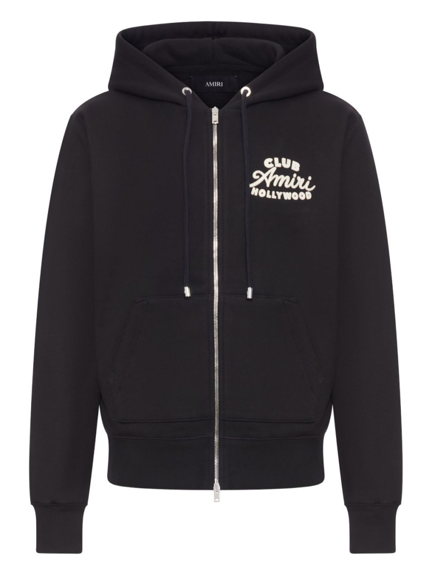 Amiri Black Logo Zip-Up Hoodie for Men Online USA at Darveys.com