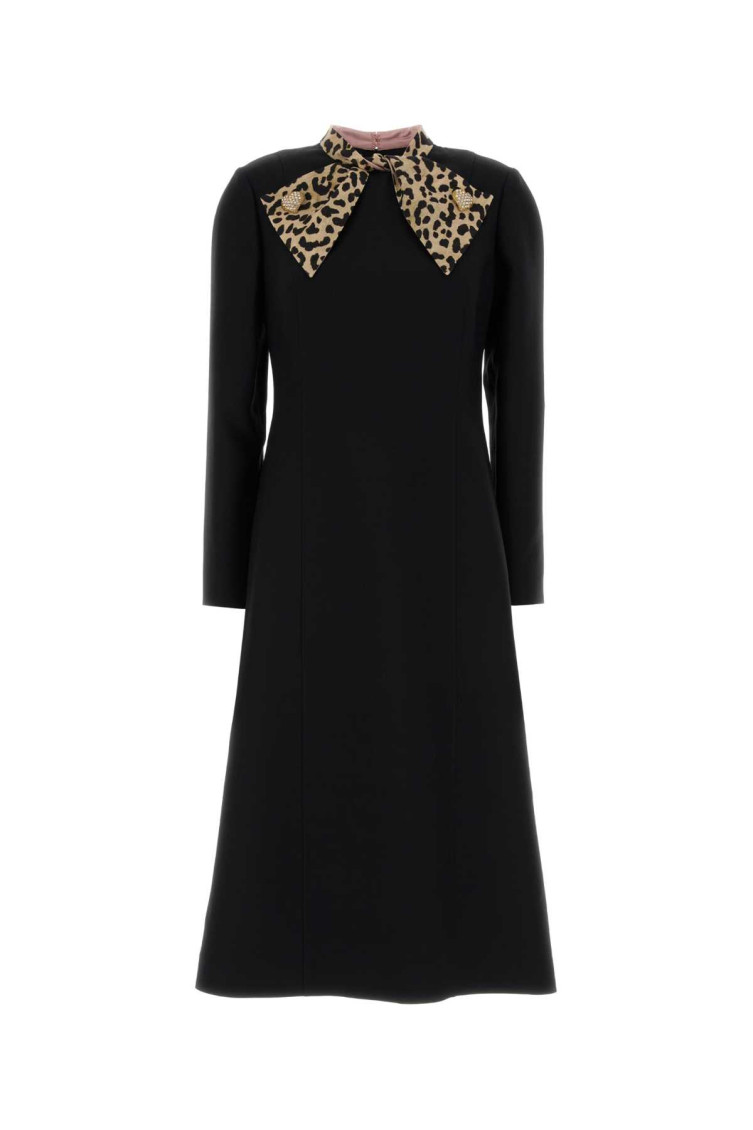 Valentino Black Crepe Dress In Black