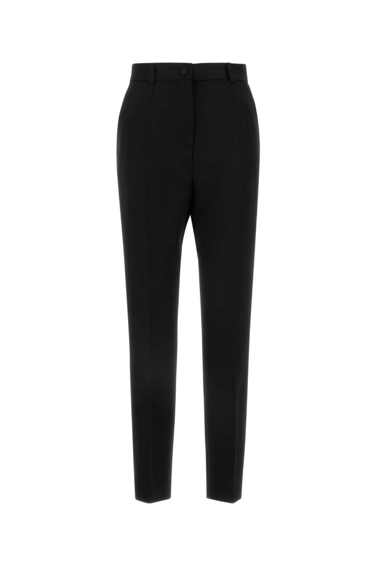 Dolce & Gabbana Wool Gabardine Cigarette Tuxedo Pants In Black