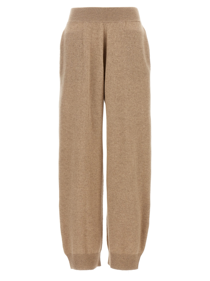 Stella Mccartney Cashmere And Wool Blend Knitted Pants In Beige