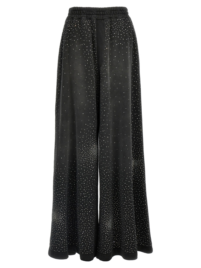 Giuseppe Di Morabito Crystal Embellished High Rise Wide Leg Trousers In Black