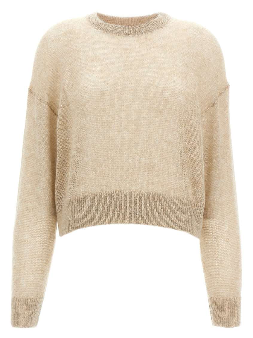Shop Brunello Cucinelli Beige Lurex Sweater