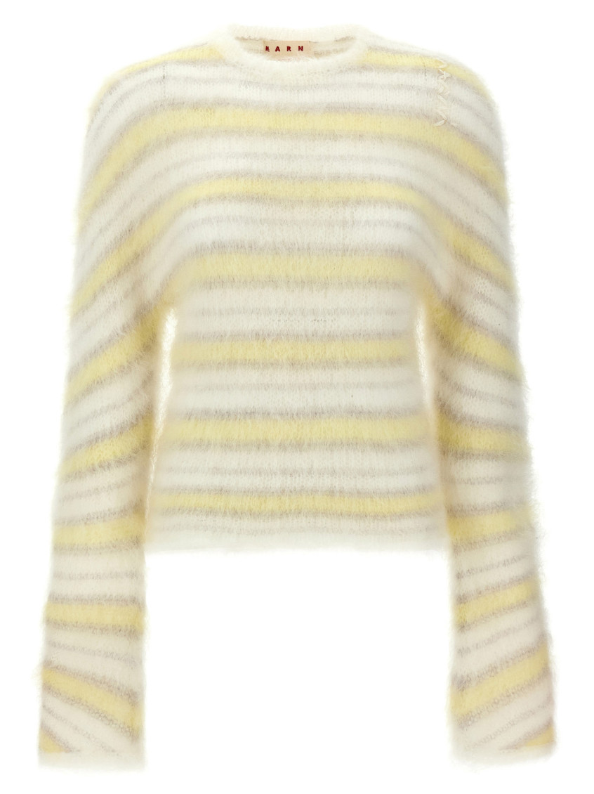 Marni Cozy Crewneck Sweater Shoulder Detail In Multi
