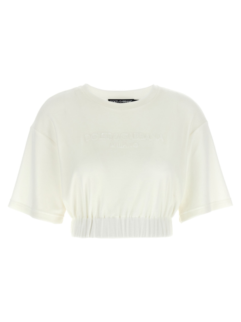 Dolce & Gabbana Chenille Top With Tonal-logo In White