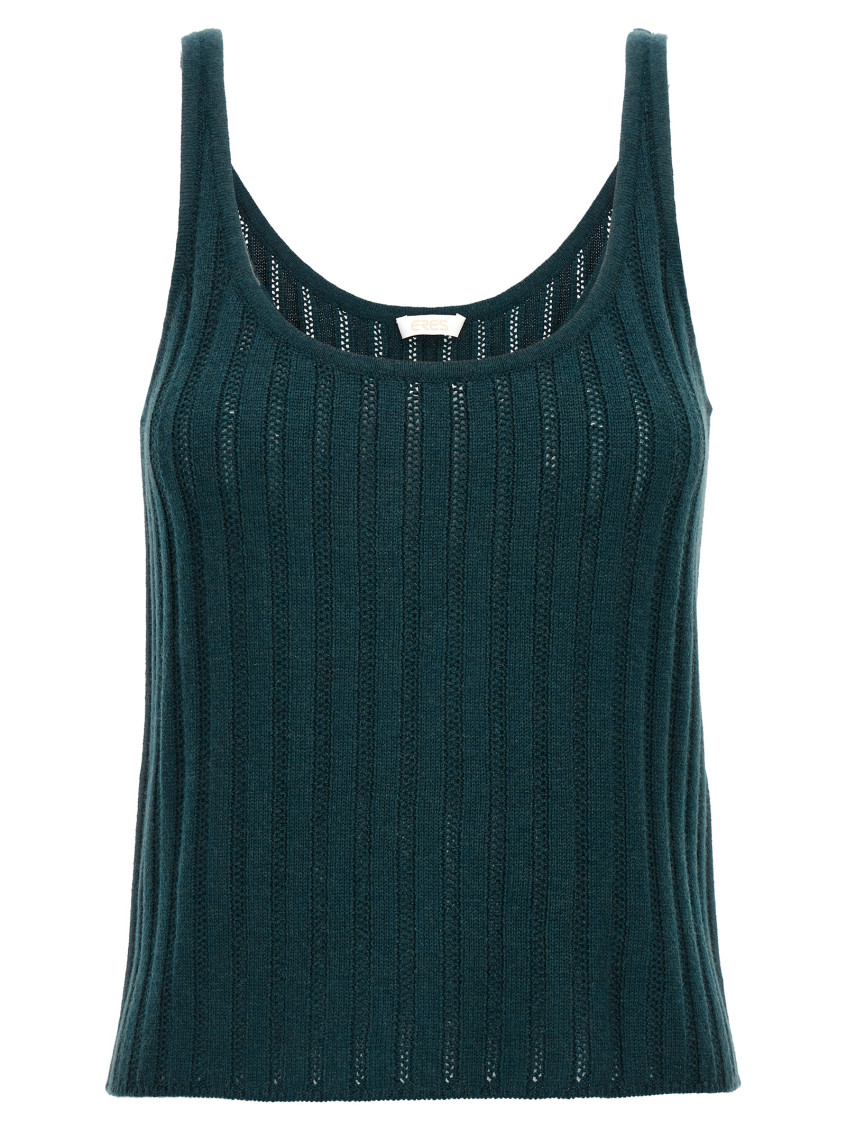Eres 'knit Ribbed Scoop Neck Sleeveless Top' In Green