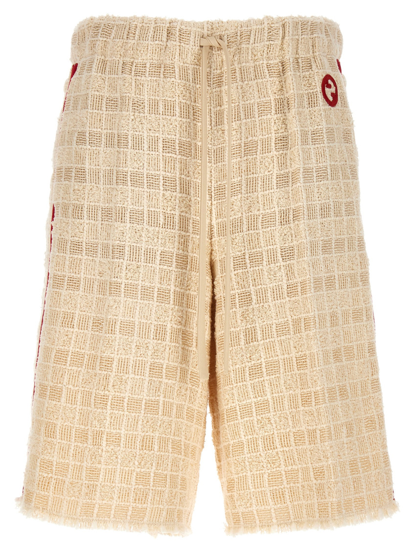 Gucci Tweed Bermuda Shorts Contrast Band In White