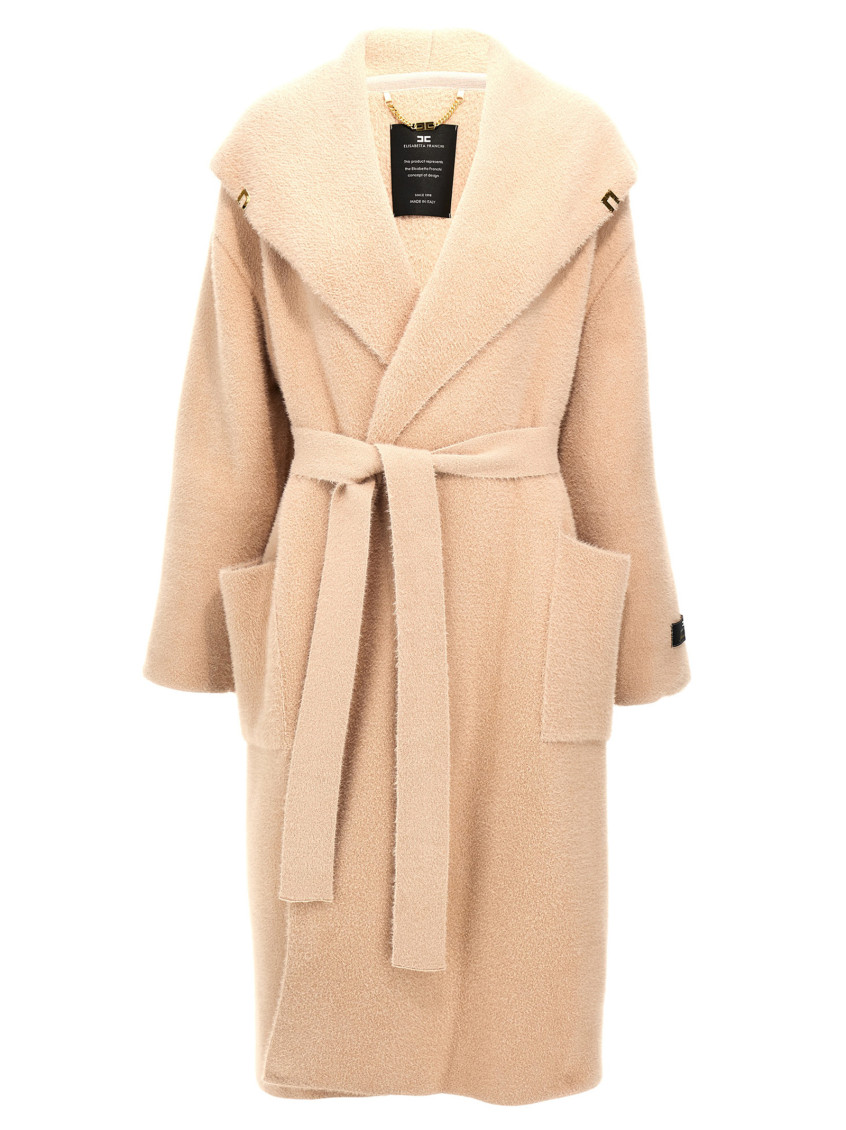 Elisabetta Franchi Fur-effect Coat Coats And Trench Coats Pink In Pink
