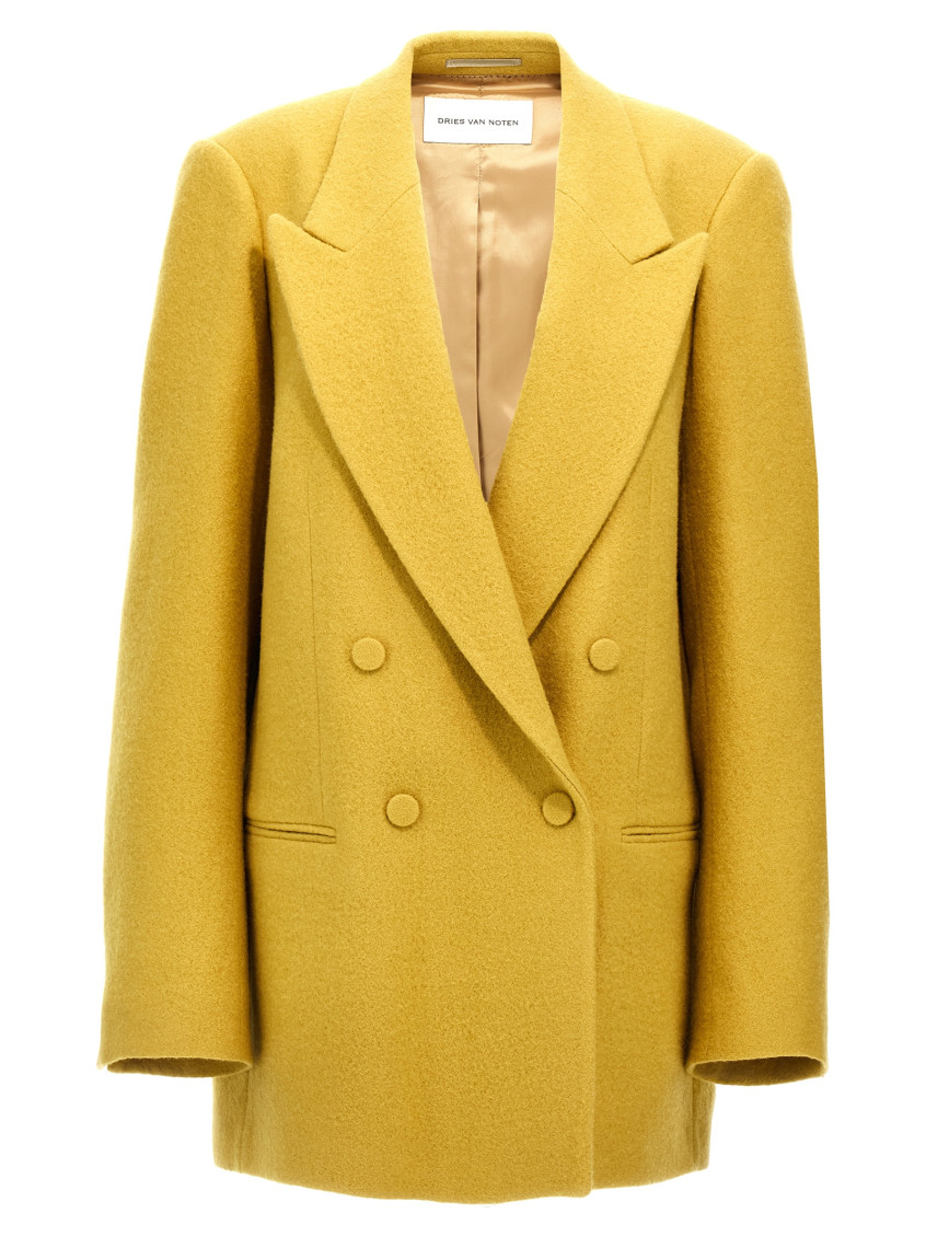 Dries Van Noten Oversized Double-breasted Blazer In Yellow