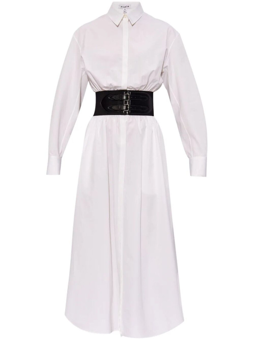 Shop Alaïa White Chemisier Dress