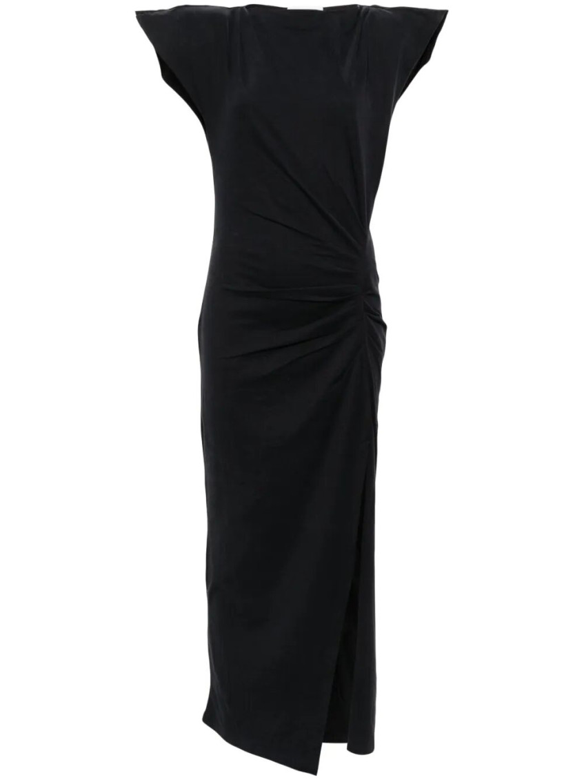 Isabel Marant Cotton Nadela Dress Cap Sleeves Midi Length In Black